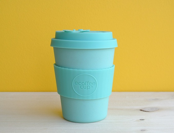 Tasse à café réutilisable en bambou coloris turquoise 340ml