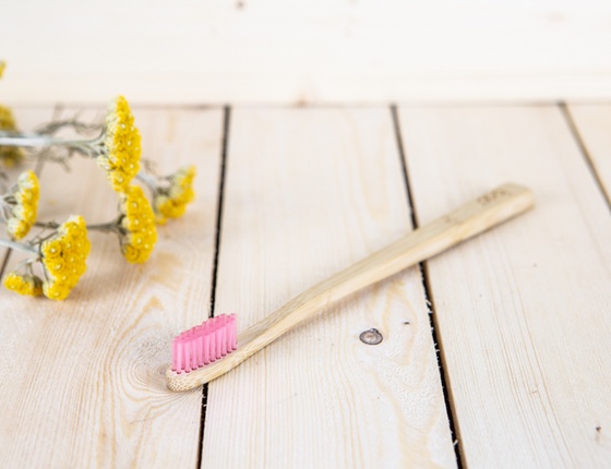 Brosse à dents en bambou adulte - poils médium colorés