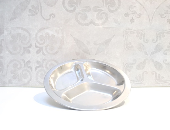 Assiette inox à compartiments