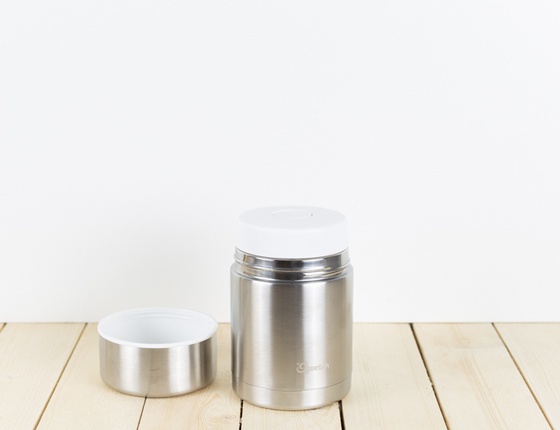Lunch box isotherme double paroi Qwetch couleur acier