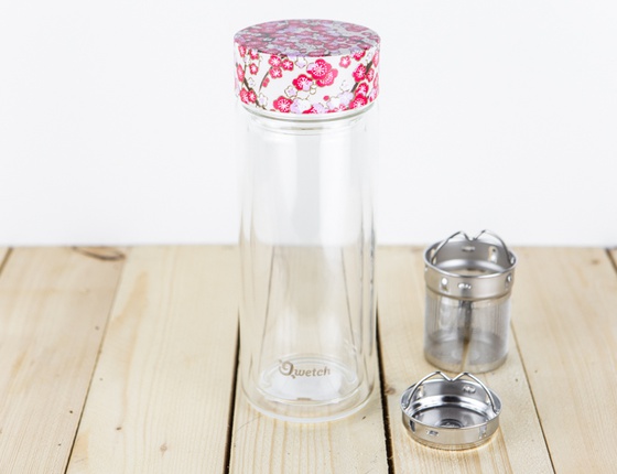 Théière isotherme en verre avec bouchon motifs 320 ml