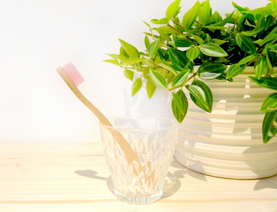 Brosse à dent en bambou enfant - poils souples roses