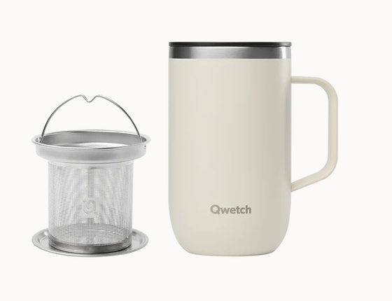 Mug tisanière isotherme Qwetch 470ml - beige sable