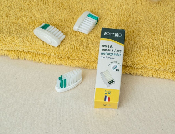 Recharge de 3 têtes de brosse à dents Apimani - poils souples