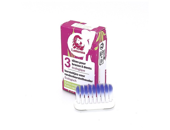 Lot de 3 têtes de brosse à dents rechargeables Lamazuna poils extra-souples