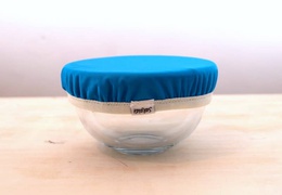 Couvre-plat en tissus ciré bleu - taille M (17 cm)