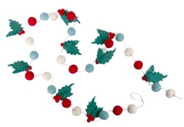 Guirlande en feutrine - feuilles de houx