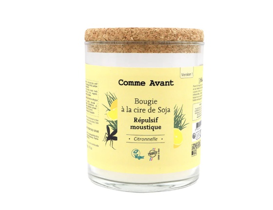 Bougie à la citronnelle anti-moustique Comme Avant