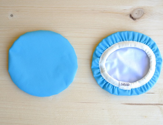 Couvre-plat 14 cm en tissu ciré bleu