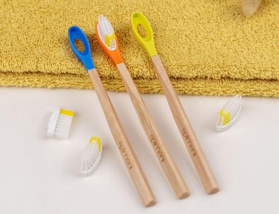 Manche de brosse à dents en bois rechargeable Apimani -  enfant