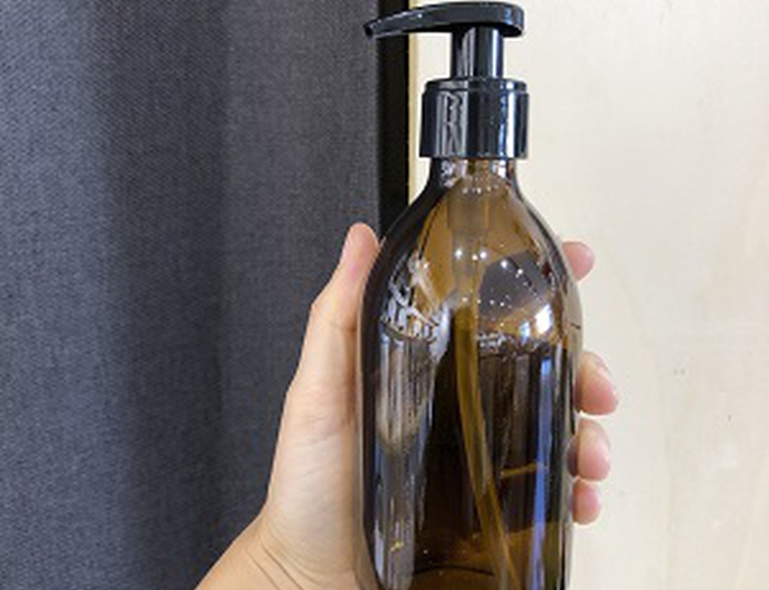 Flacon Pompe En Verre Ambré Kuishi 300 Ml - Pompe Dorée En Acier Inoxydable - Rechargeable Et Sans BPA