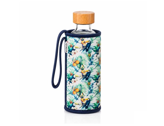 Gourde en verre et housse - tropical