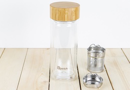 Théière verre 320 ml isotherme avec bouchon bambou