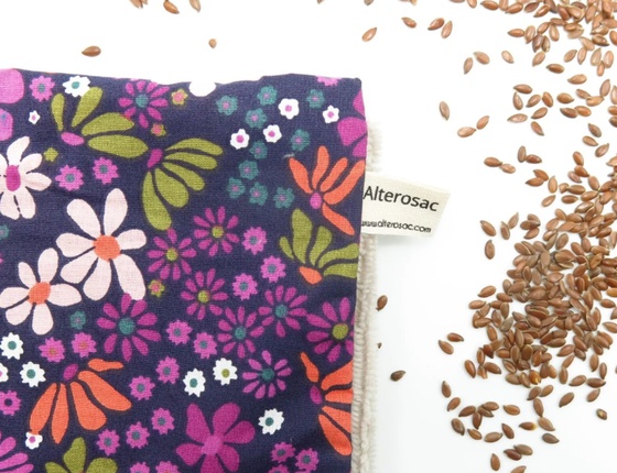 Bouillotte en graines de lin - coloris fleurs