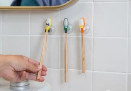 Porte brosse à dents ventouse - clips colorés