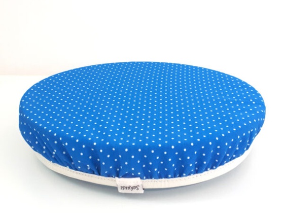 Couvre-plat en coton bleu à pois - taille XL (25 cm)
