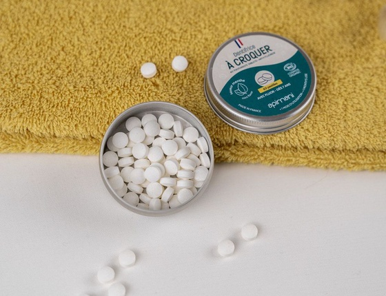 Dentifrice à croquer bio à la menthe - avec boîte