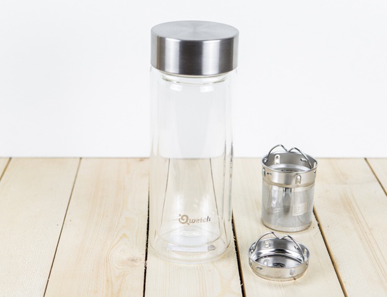 Théière verre 320 ml isotherme avec bouchon acier
