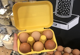 Boîte à œufs en coquilles d'œufs jaune - 6 oeufs