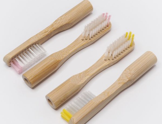 Lot de 2 têtes de brosse à dents rechargeables en bambou - poils souples jaunes