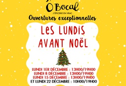Ouvertures les lundis avant Noël !