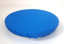 Couvre-plat 30 cm en tissu ciré bleu à pois