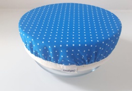 Couvre-plat en coton bleu à pois - taille M (17 cm)