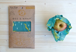 Emballage à la cire d'abeille : lot de 3 tailles S-M-L motif Océan