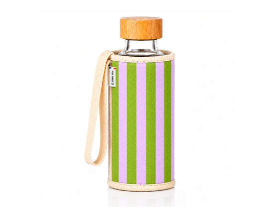 Gourde en verre et housse - rayures