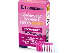 Lot de 3 têtes de brosse à dents rechargeables Lamazuna - poils extra-souples