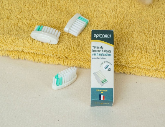 Recharge de 3 têtes de brosse à dents Apimani - poils extra-souples